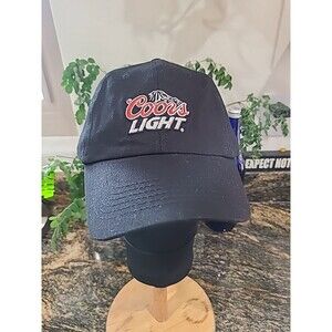 Coors Light Hat Cap Strap Back Black Embroidered Beer Logo Casual Mens NWT
